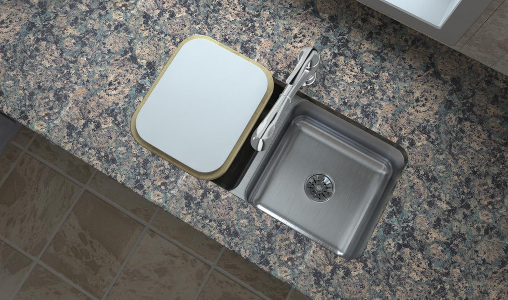 Elkay Tarja Lustertone® Classic Acero Inoxidable 31-3/4" x 16-1/2" x 7-1/2" de Dos Tazones Bajo Cubierta con Perfect Drain® — ambiente de cocina