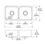 Elkay Tarja Lustertone® Classic Acero Inoxidable 31-3/4" x 16-1/2" x 7-1/2" de Dos Tazones Iguales Bajo Cubierta (Kit) — vista de producto
