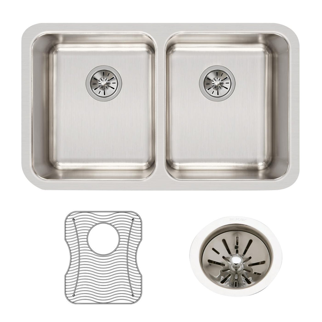 Elkay Tarja Lustertone® Classic Acero Inoxidable 30-3/4" x 18-1/2" x 10" de Dos Tazones Iguales Bajo Cubierta (Kit) — ambiente de cocina