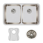 Elkay Tarja Lustertone® Classic Acero Inoxidable 30-3/4" x 18-1/2" x 10" de Dos Tazones Iguales Bajo Cubierta (Kit) with Left Drain — ambiente de cocina