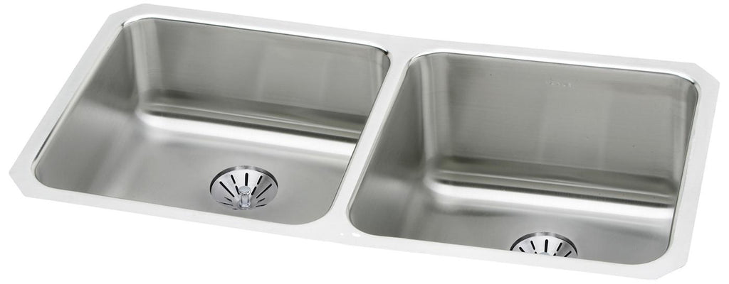 Elkay Tarja Lustertone® Classic Acero Inoxidable 30-3/4" x 18-1/2" x 10" de Dos Tazones Iguales Bajo Cubierta with Left Perfect Drain® — vista de producto