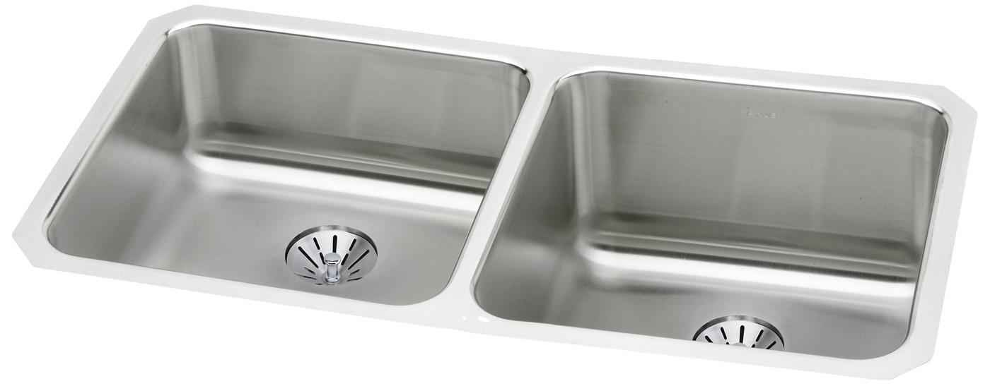 Elkay Tarja Lustertone® Classic Acero Inoxidable 30-3/4" x 18-1/2" x 10" de Dos Tazones Iguales Bajo Cubierta with Left Perfect Drain® — vista de producto