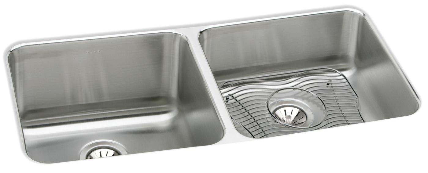 Elkay Tarja Lustertone® Classic Acero Inoxidable 30-3/4" x 18-1/2" x 10" de Dos Tazones Bajo Cubierta with Perfect Drain® — vista de producto