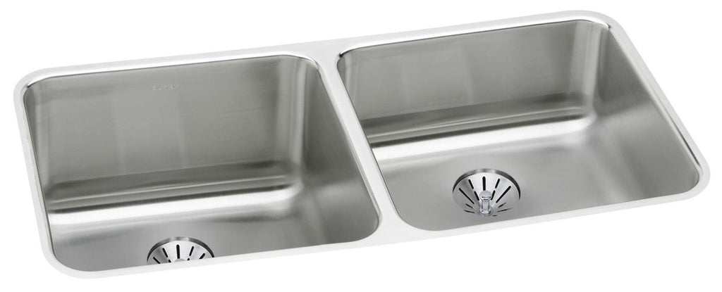 Elkay Tarja Lustertone® Classic Acero Inoxidable 30-3/4" x 18-1/2" x 10" de Dos Tazones Iguales Bajo Cubierta with Right Perfect Drain® — vista de producto