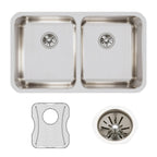 Elkay Tarja Lustertone® Classic Acero Inoxidable 30-3/4" x 18-1/2" x 7-7/8" de Dos Tazones Iguales Bajo Cubierta (Kit) — ambiente de cocina