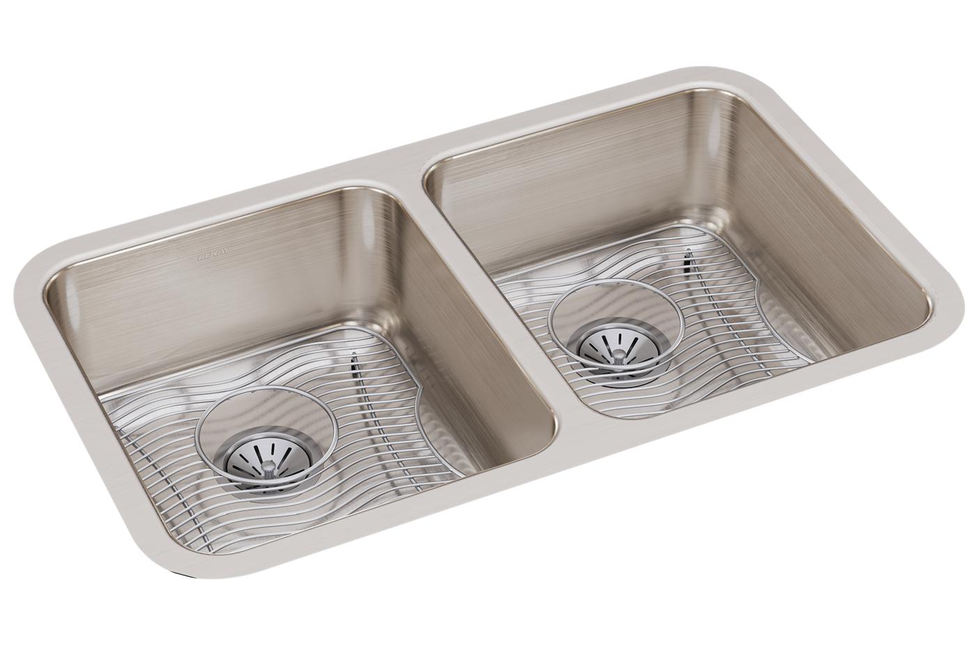 Elkay Tarja Lustertone® Classic Acero Inoxidable 30-3/4" x 18-1/2" x 4-7/8" de Dos Tazones Iguales ADA Bajo Cubierta — vista de producto