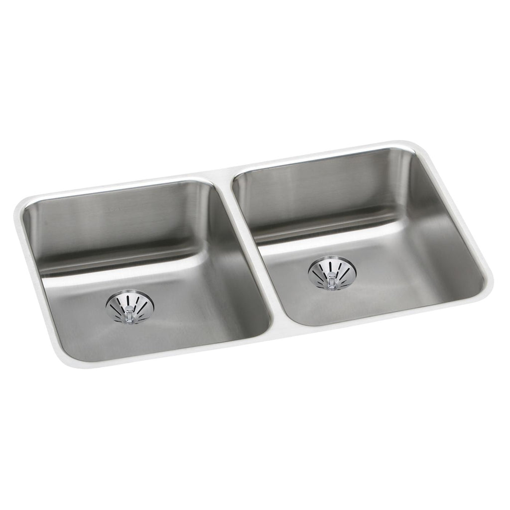 Elkay Tarja Lustertone® Classic Acero Inoxidable 30-3/4" x 18-1/2" x 4-3/8" de Dos Tazones Bajo Cubierta ADA con Perfect Drain® — vista de producto