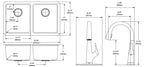 Elkay Tarja Lustertone Iconix® Calibre 18 Acero Inoxidable 32-3/4" x 19-1/2" x 9" de Dos Tazones Bajo Cubierta (Kit con Llave Filtrada) — vista de producto
