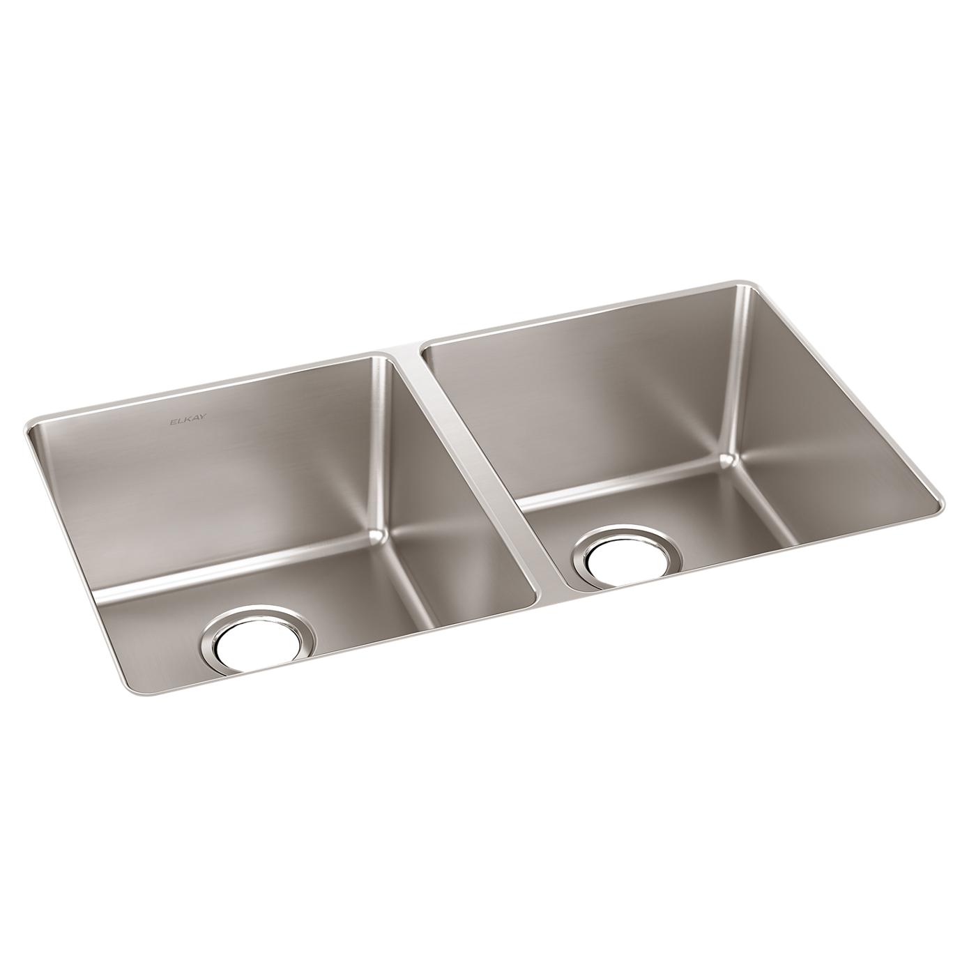 Elkay Tarja Lustertone Iconix® Calibre 18 Acero Inoxidable 32-3/4" x 19-1/2" x 9" de Dos Tazones Bajo Cubierta — vista de producto