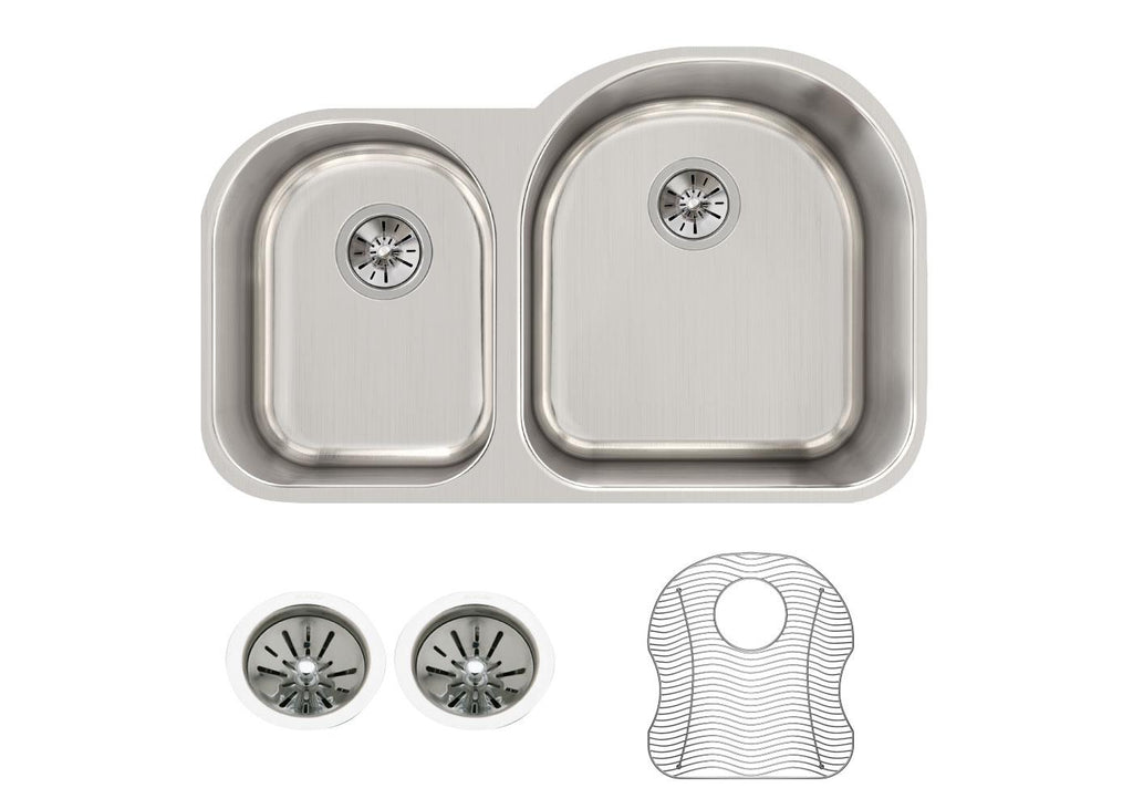 Elkay Tarja Lustertone® Classic Acero Inoxidable 31-1/4" x 20" x 10" Offset 40/60 de Dos Tazones Bajo Cubierta (Kit) — vista de producto