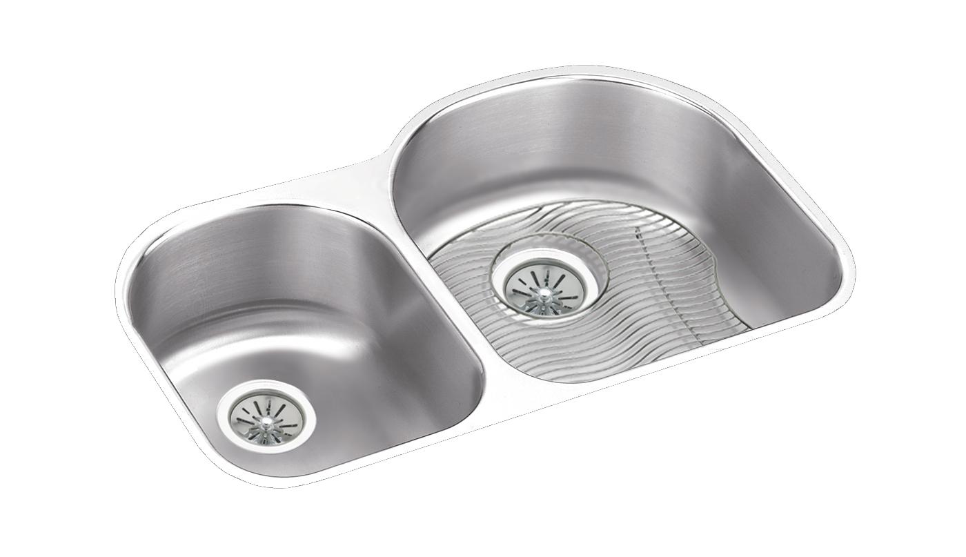 Elkay Tarja Lustertone® Classic Acero Inoxidable 31-1/4" x 20" x 7-1/2" Offset 40/60 de Dos Tazones Bajo Cubierta — vista de producto