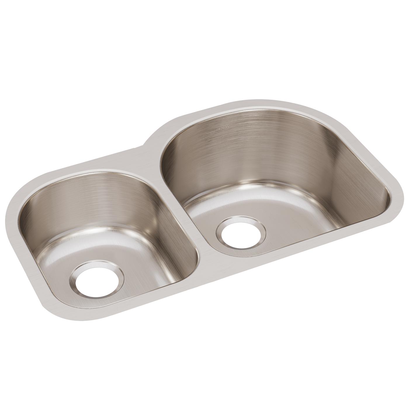 Elkay Tarja Lustertone® Classic Acero Inoxidable 31-1/4" x 20" x 10" Offset 40/60 Double Bajo Cubierta con Perfect Drain® — vista de producto