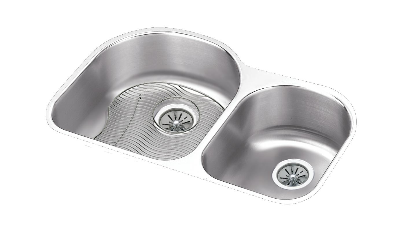 Elkay Tarja Lustertone® Classic Acero Inoxidable 31-1/4" x 20" x 10" Offset 60/40 de Dos Tazones Bajo Cubierta (Kit) — vista de producto
