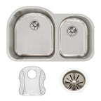Elkay Tarja Lustertone® Classic Acero Inoxidable 31-1/4" x 20" x 10" Offset 60/40 de Dos Tazones Bajo Cubierta (Kit) — ambiente de cocina