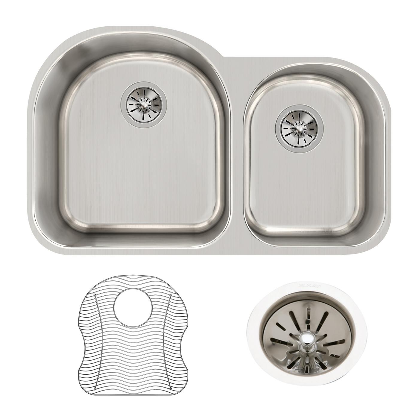 Elkay Tarja Lustertone® Classic Acero Inoxidable 31-1/4" x 20" x 10" Offset 60/40 de Dos Tazones Bajo Cubierta (Kit) — ambiente de cocina