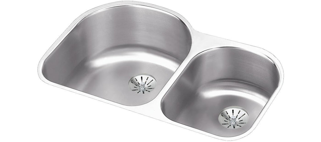 Elkay Tarja Lustertone® Classic Acero Inoxidable 31-1/4" x 20" x 10" Offset 60/40 Double Bajo Cubierta con Perfect Drain® — vista de producto