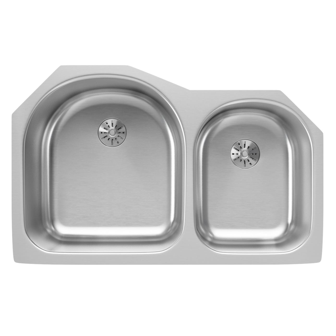 Elkay Tarja Lustertone® Classic Acero Inoxidable 31-1/4" x 20" x 10" Offset 60/40 Double Bajo Cubierta con Perfect Drain® — vista de producto