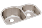 Elkay Tarja Lustertone® Classic Acero Inoxidable 31-1/4" x 20" x 7-1/2" Offset 60/40 de Dos Tazones Bajo Cubierta — vista de producto