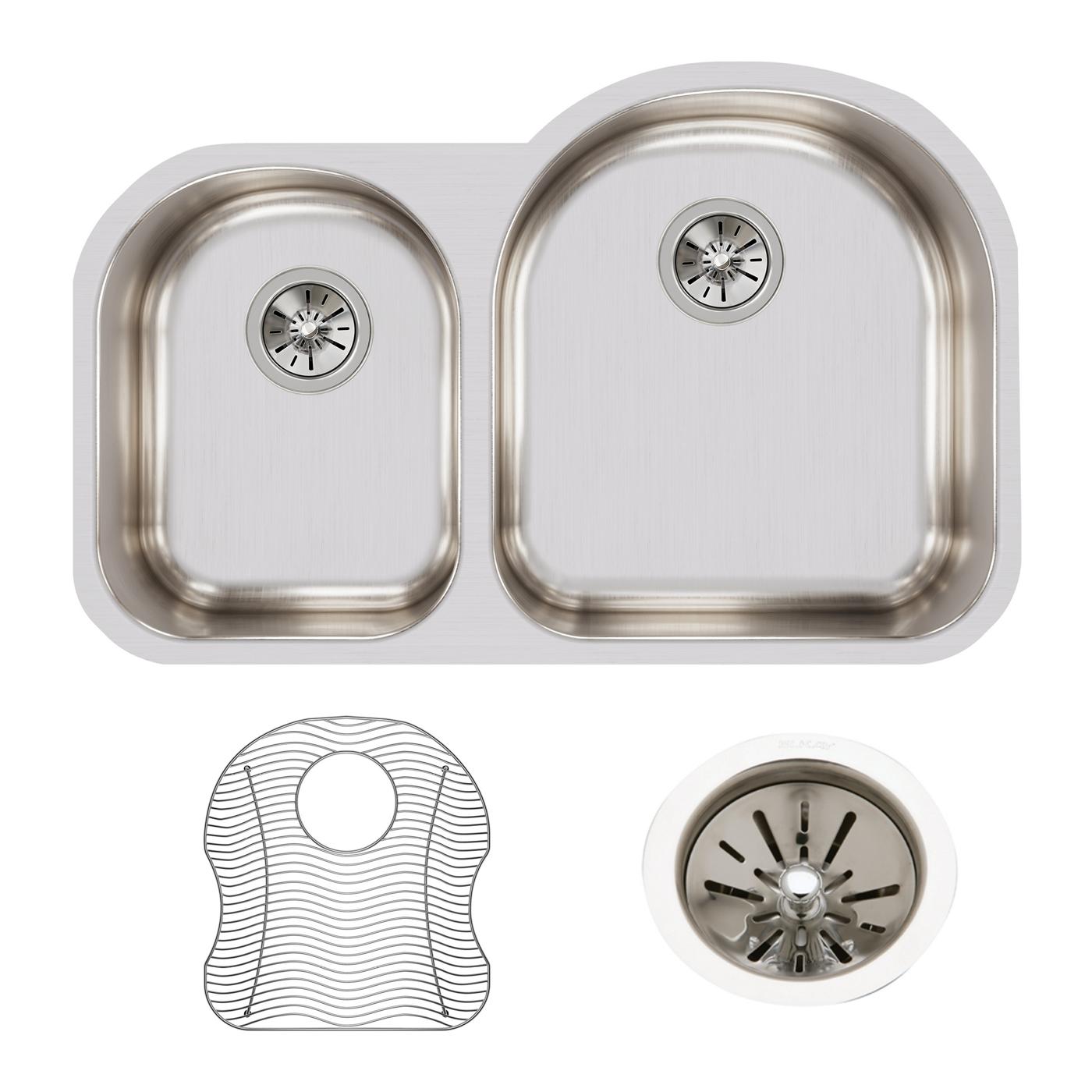 Elkay Tarja Lustertone® Classic Acero Inoxidable 31-1/4" x 20" x 7-1/2" Offset 40/60 de Dos Tazones Bajo Cubierta (Kit) — ambiente de cocina