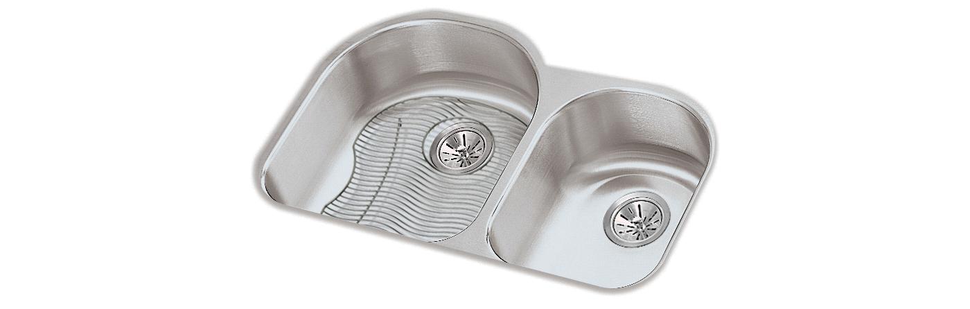 Elkay Tarja Lustertone® Classic Acero Inoxidable 31-1/4" x 20" x 7-1/2" Offset 40/60 de Dos Tazones Bajo Cubierta (Kit) — vista de producto