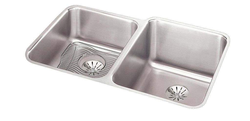 Elkay Tarja Lustertone® Classic Acero Inoxidable 31-1/4" x 20-1/2" x 9-7/8" Offset 60/40de Dos Tazones Bajo Cubierta (Kit) — vista de producto