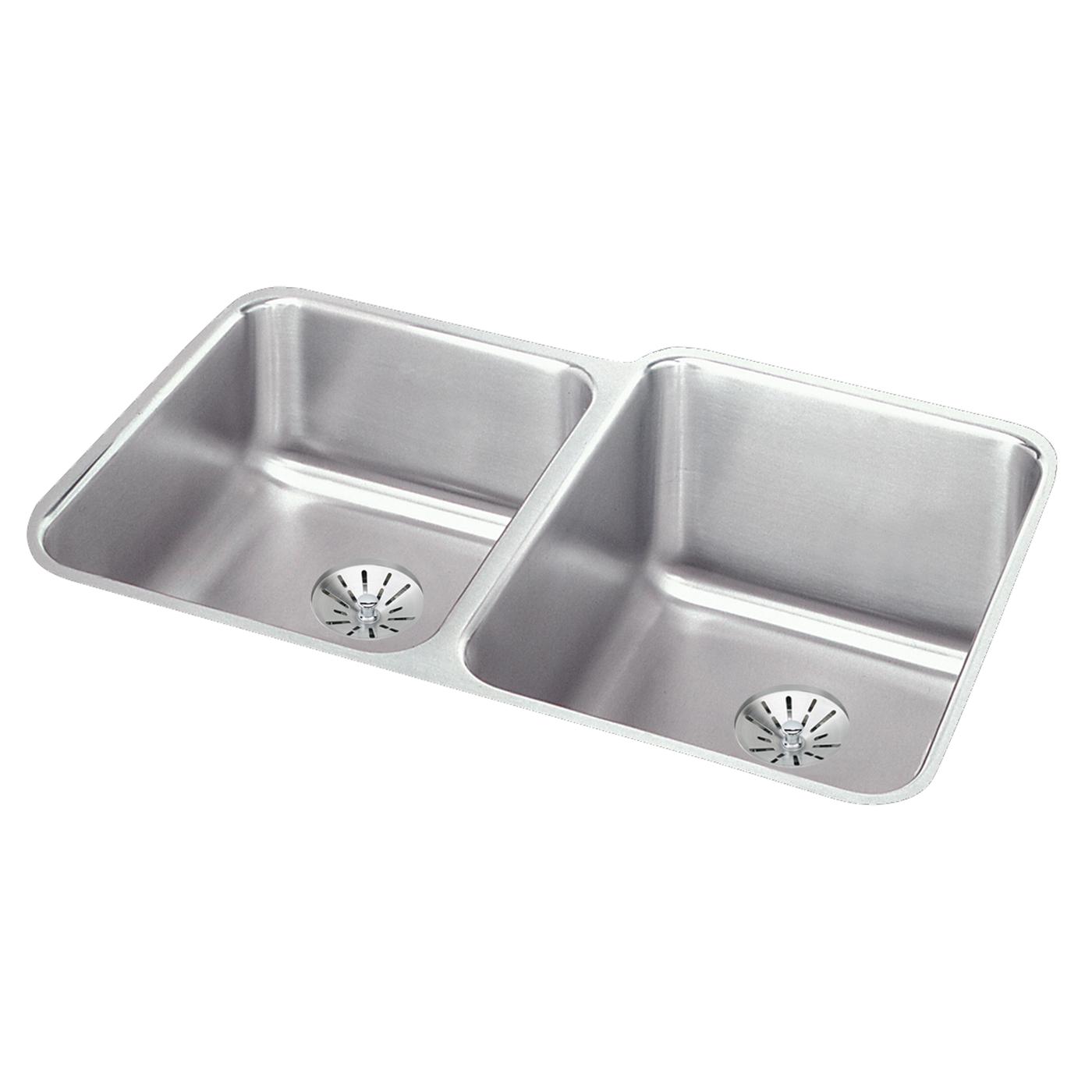 Elkay Tarja Lustertone® Classic Acero Inoxidable 31-1/4" x 20-1/2" x 9-7/8" Offset 60/40 Bowl Bajo Cubierta con Perfect Drain® — vista de producto