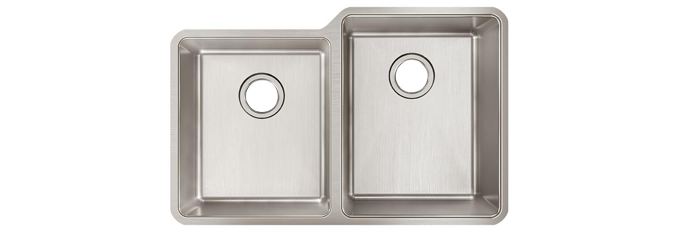 Elkay Tarja Lustertone Iconix® Calibre 18 Acero Inoxidable 31-1/4" x 20-1/2" x 9" de Dos Tazones Bajo Cubierta with Left Small Bowl — vista de producto