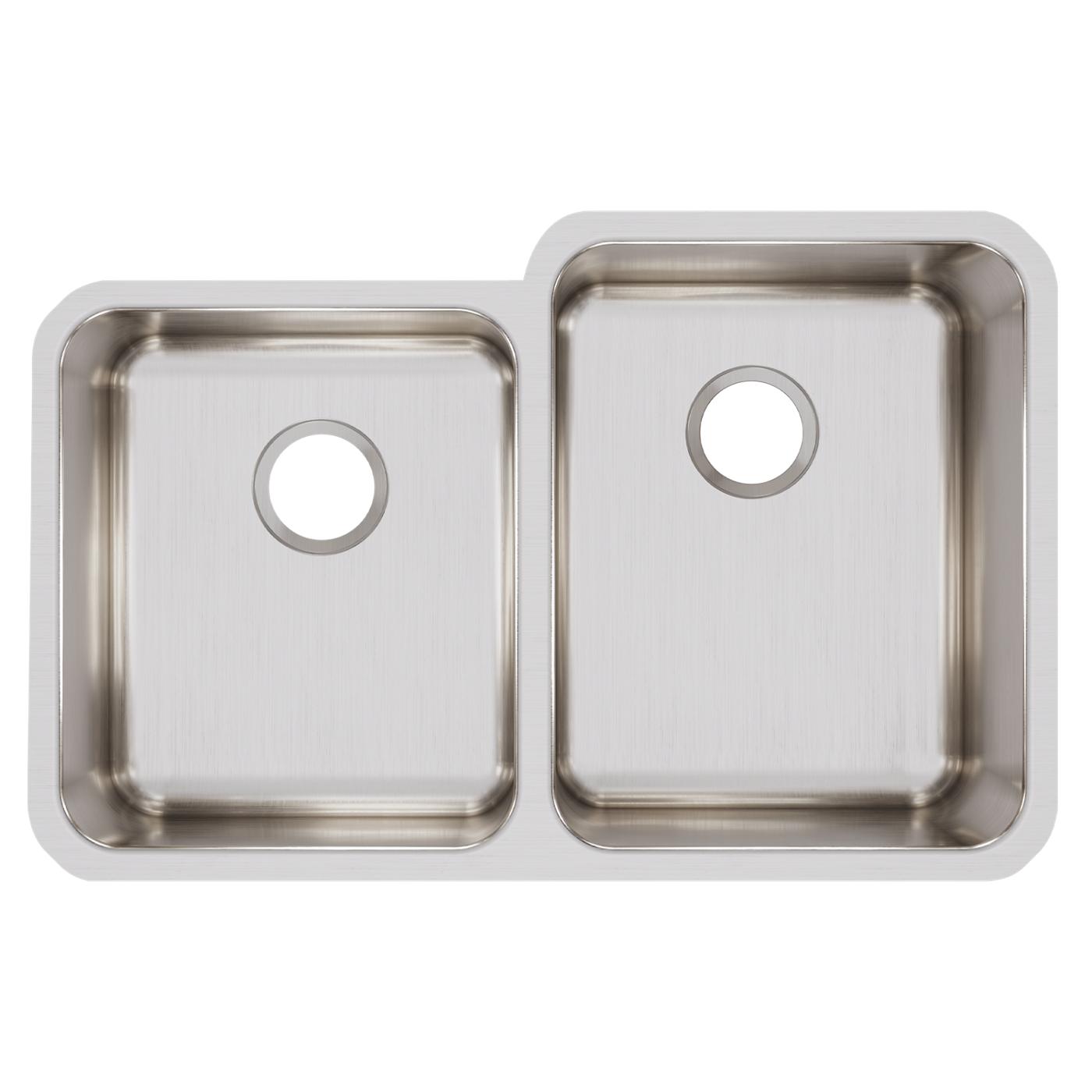 Elkay Tarja Lustertone® Classic Acero Inoxidable 31-1/4" x 20-1/2" x 9-7/8" Offset de Dos Tazones Bajo Cubierta — vista de producto