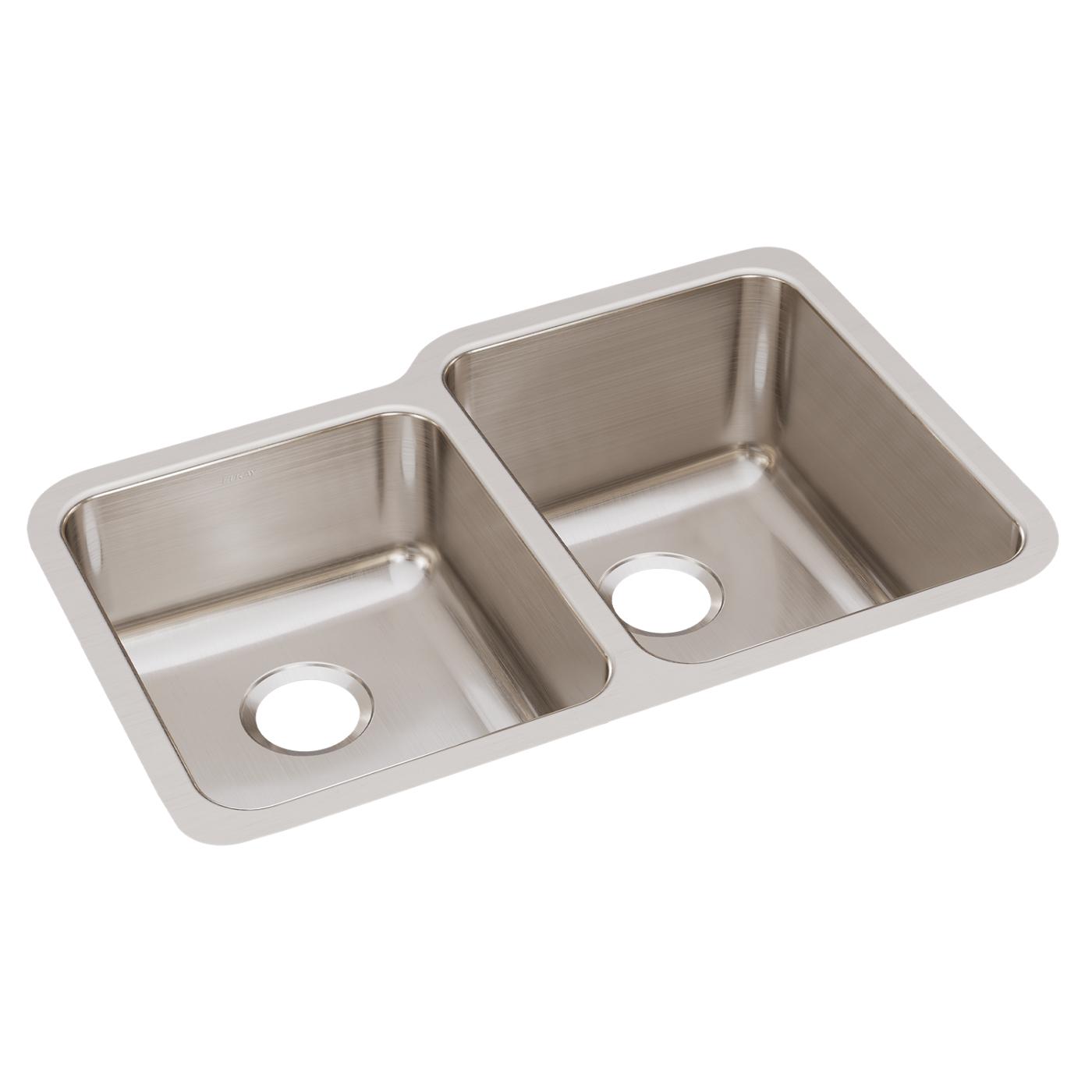Elkay Tarja Lustertone® Classic Acero Inoxidable 31-1/4" x 20-1/2" x 9-7/8" Offset de Dos Tazones Bajo Cubierta — vista de producto