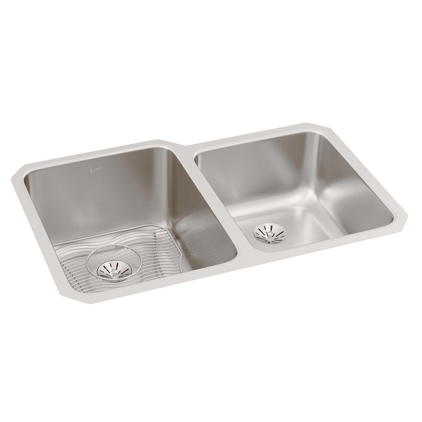 Elkay Tarja Lustertone® Classic Acero Inoxidable 31-1/4" x 20-1/2" x 5-3/8" de Dos Tazones Bajo Cubierta ADA con Perfect Drain® — vista de producto
