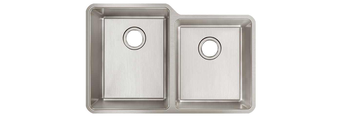 Elkay Tarja Lustertone Iconix® Calibre 18 Acero Inoxidable 31-1/4" x 20-1/2" x 9" de Dos Tazones Bajo Cubierta with Right Small Bowl — vista de producto