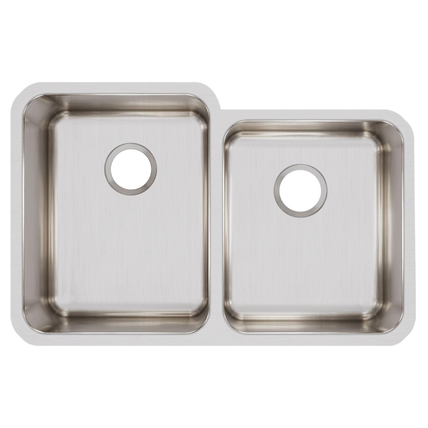 Elkay Tarja Lustertone® Classic Acero Inoxidable 31-1/4" x 20-1/2" x 9-7/8" Offset de Dos Tazones Bajo Cubierta — vista de producto