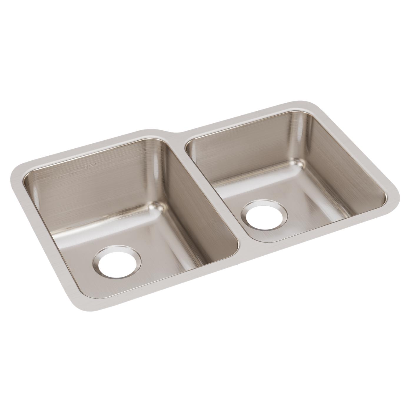 Elkay Tarja Lustertone® Classic Acero Inoxidable 31-1/4" x 20-1/2" x 9-7/8" Offset de Dos Tazones Bajo Cubierta — vista de producto