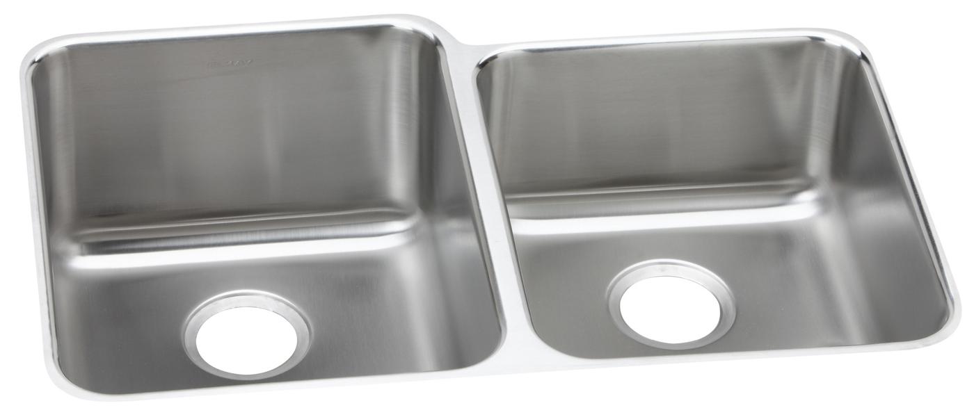 Elkay Tarja Lustertone® Classic Acero Inoxidable 31-1/4" x 20-1/2" x 5-3/8" Offset de Dos Tazones ADA Bajo Cubierta — vista de producto