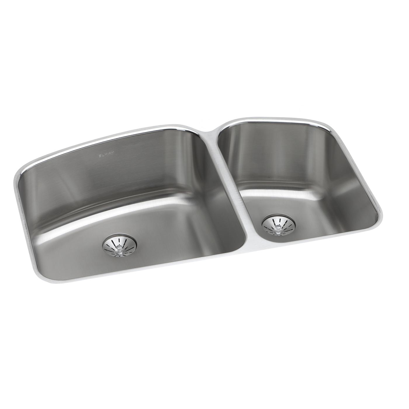 Elkay Tarja Lustertone® Classic Acero Inoxidable 32-3/4" x 21" x 9" 60/40 de Dos Tazones Bajo Cubierta with Perfect Drain® — vista de producto