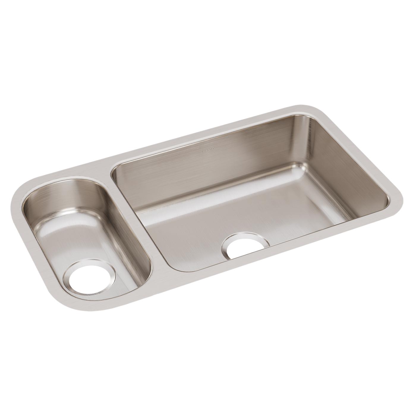 Elkay Tarja Lustertone® Classic Acero Inoxidable 32-1/4" x 18-1/4" x 7-3/4" 30/70 de Dos Tazones Bajo Cubierta — vista de producto