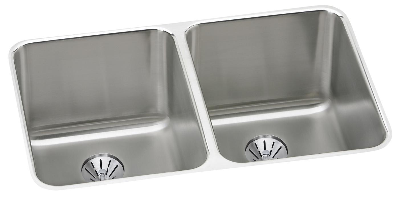 Elkay Tarja Lustertone® Classic Acero Inoxidable 31-1/4" x 20" x 9-7/8" de Dos Tazones Bajo Cubierta with Perfect Drain® — vista de producto