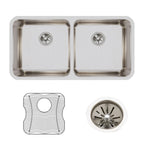 Elkay Tarja Lustertone® Classic Acero Inoxidable 35-3/4" x 18-1/2" x 10" de Dos Tazones Iguales Bajo Cubierta (Kit) — ambiente de cocina