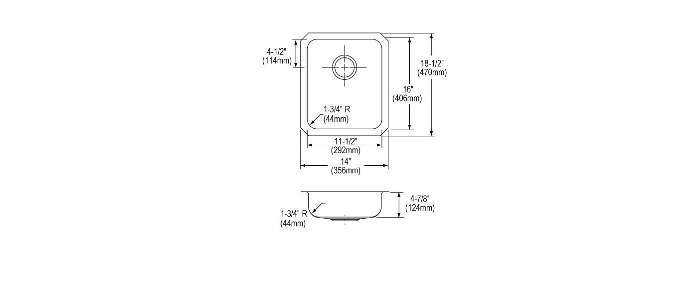 Elkay Tarja Lustertone® Classic Acero Inoxidable 14" x 18-1/2" x 4-7/8" de Un Tazón ADA Bajo Cubierta — vista de producto