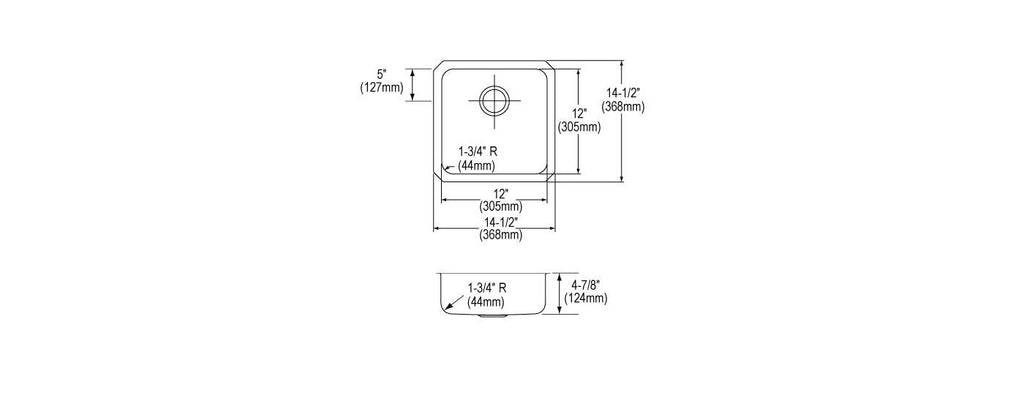 Elkay Tarja Lustertone® Classic Acero Inoxidable 14-1/2" x 14-1/2" x 4-7/8" de Un Tazón ADA Bajo Cubierta — vista de producto