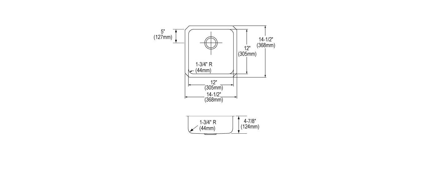 Elkay Tarja Lustertone® Classic Acero Inoxidable 14-1/2" x 14-1/2" x 4-7/8" de Un Tazón ADA Bajo Cubierta — vista de producto