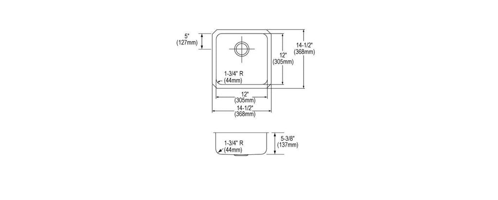 Elkay Tarja Lustertone® Classic Acero Inoxidable 14-1/2" x 14-1/2" x 5-3/8" de Un Tazón ADA Bajo Cubierta — vista de producto