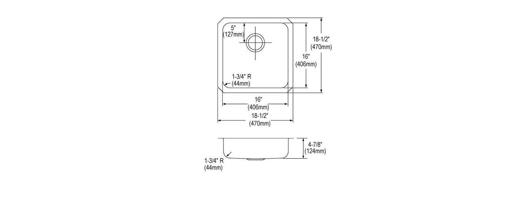 Elkay Tarja Lustertone® Classic Acero Inoxidable 18-1/2" x 18-1/2" x 4-7/8" de Un Tazón ADA Bajo Cubierta — vista de producto
