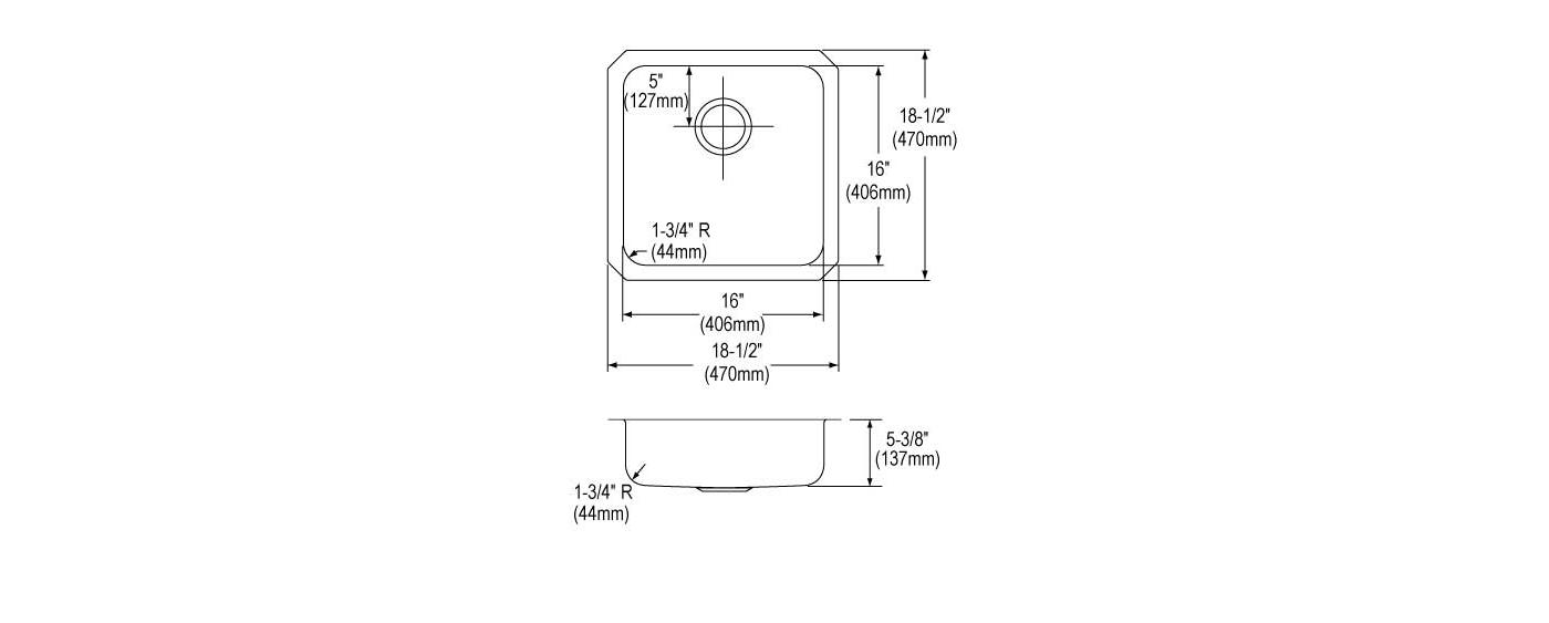 Elkay Tarja Lustertone® Classic Acero Inoxidable 18-1/2" x 18-1/2" x 5-3/8" de Un Tazón ADA Bajo Cubierta — vista de producto