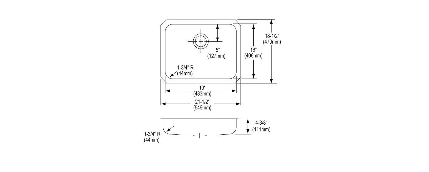 Elkay Tarja Lustertone® Classic Acero Inoxidable 21-1/2" x 18-1/2" x 4-3/8" de Un Tazón ADA Bajo Cubierta — vista de producto