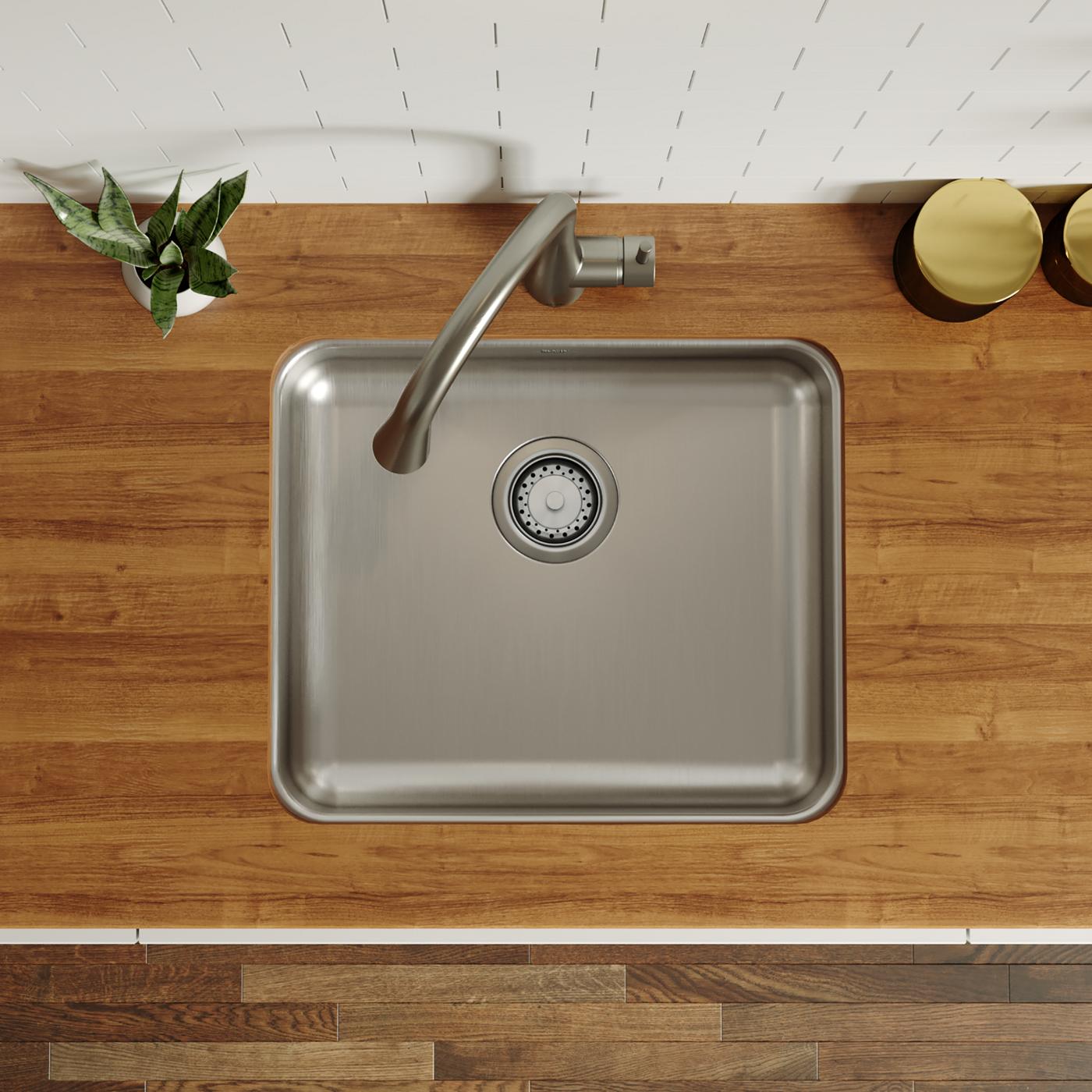 Elkay Tarja Lustertone® Classic Acero Inoxidable 21-1/2" x 18-1/2" x 5-3/8" de Un Tazón ADA Bajo Cubierta — ambiente de cocina
