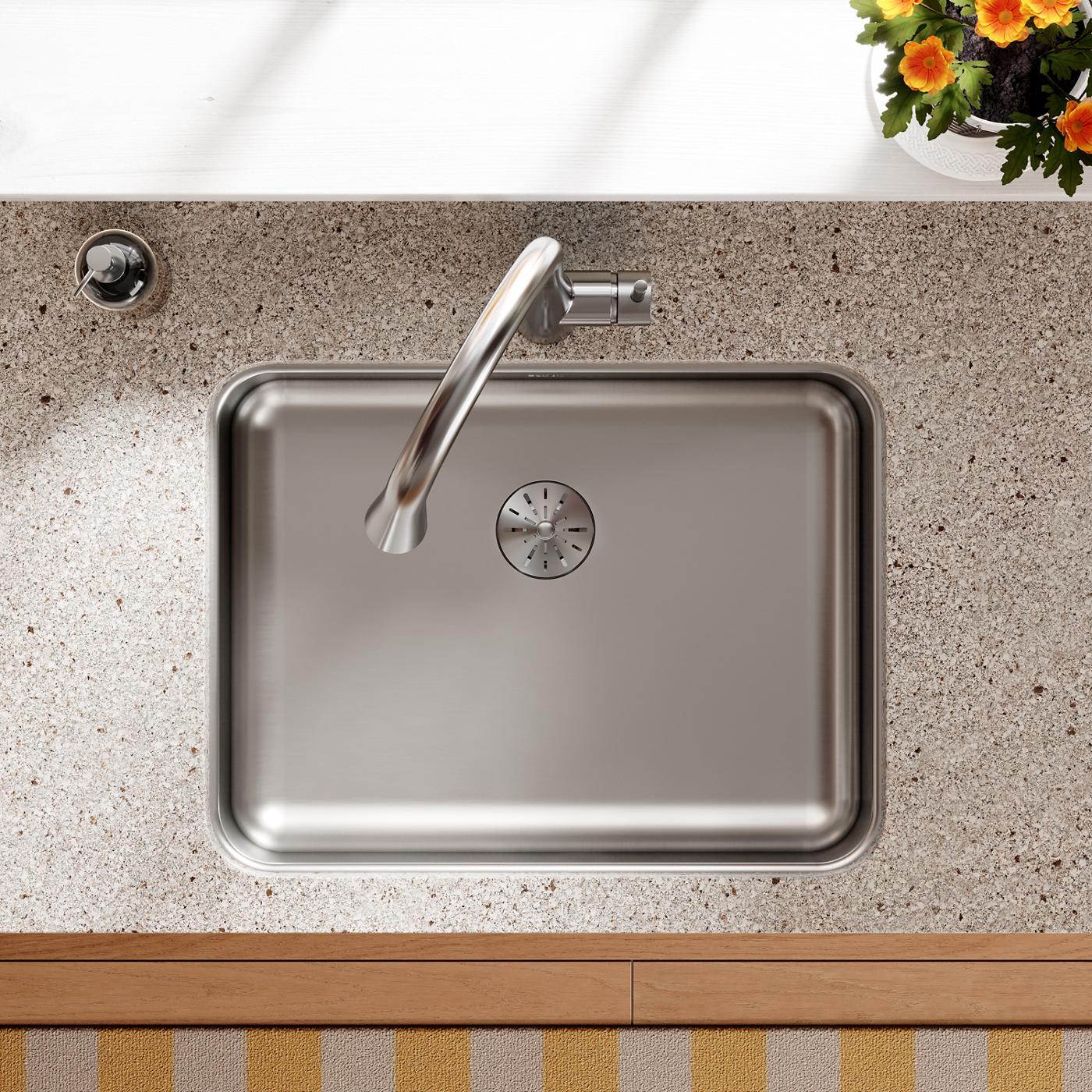 Elkay Tarja Lustertone® Classic Acero Inoxidable 23-1/2" x 18-1/4" x 5-3/8" de Un Tazón Bajo Cubierta ADA con Perfect Drain® — ambiente de cocina
