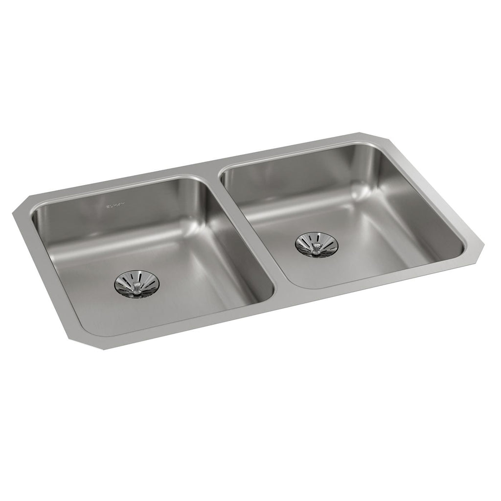 Elkay Tarja Lustertone® Classic Acero Inoxidable 31-3/4" x 16-1/2" x 5-3/8" de Dos Tazones Iguales ADA Bajo Cubierta — vista de producto