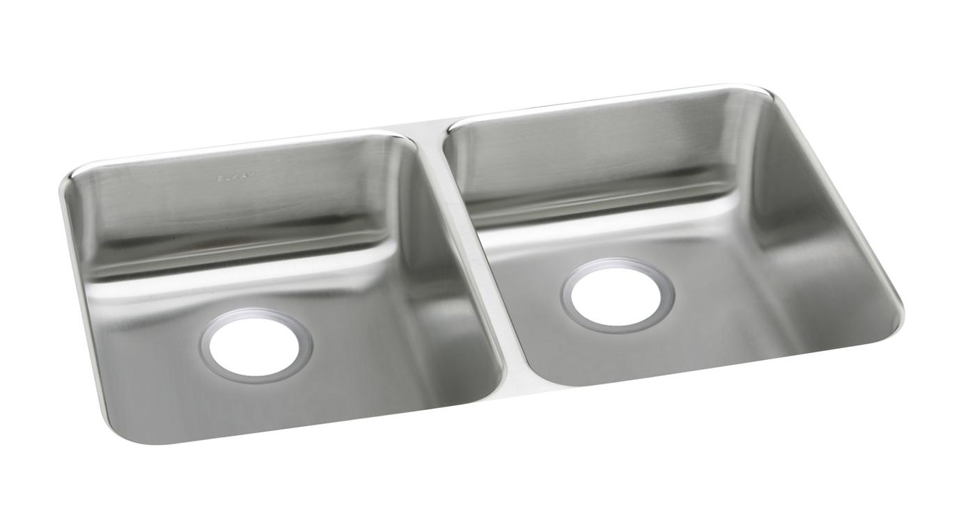 Elkay Tarja Lustertone® Classic Acero Inoxidable 35-3/4" x 18-1/2" x 4-3/8" de Dos Tazones Iguales ADA Bajo Cubierta — vista de producto