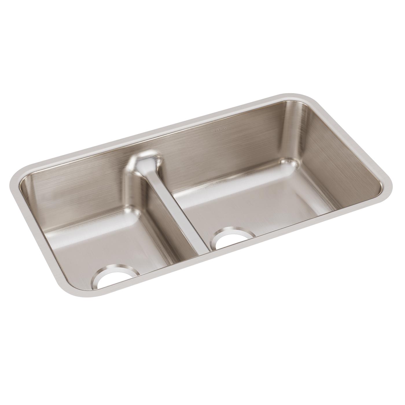 Elkay Tarja Lustertone® Classic Acero Inoxidable 32-1/16" x 18-1/2" x 9" 40/60 de Dos Tazones Bajo Cubierta con Aqua Divide — vista de producto